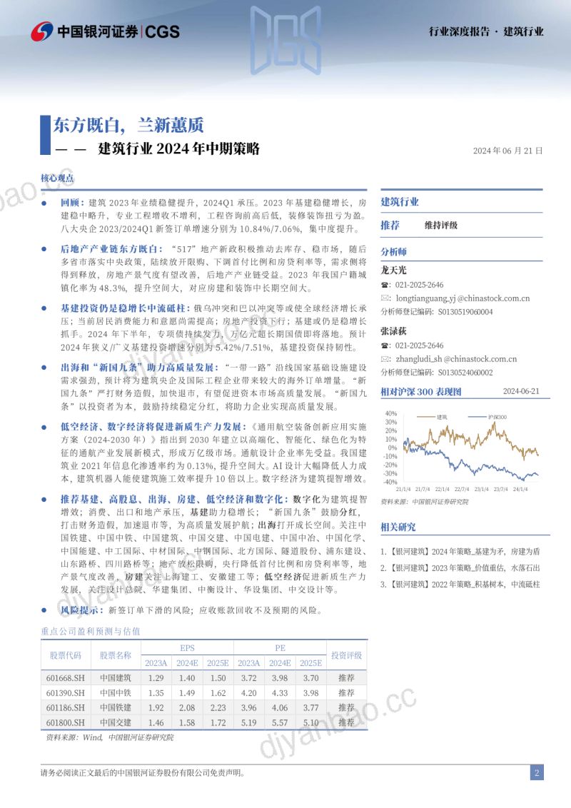 【中国银河】建筑行业2024年中期策略：东方既白，兰新蕙质 第2页