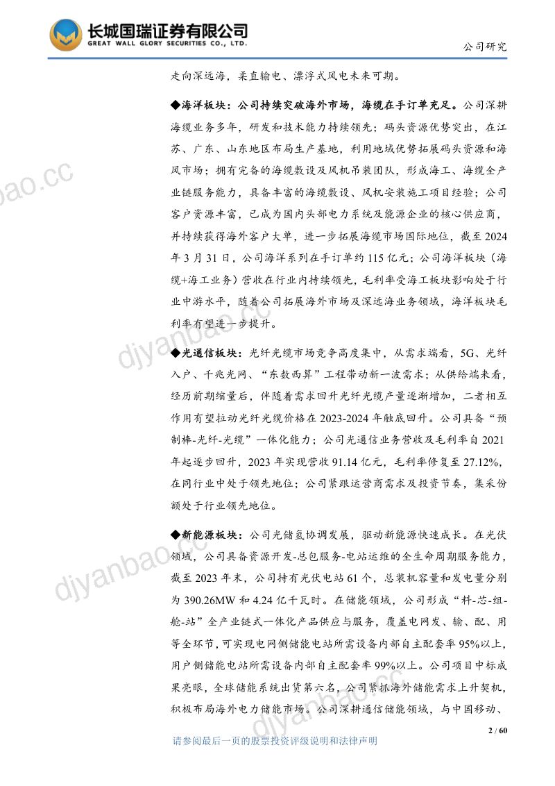 【长城国瑞证券】光通信及电网业务为基石 海风光储打造第二增长曲线 第2页