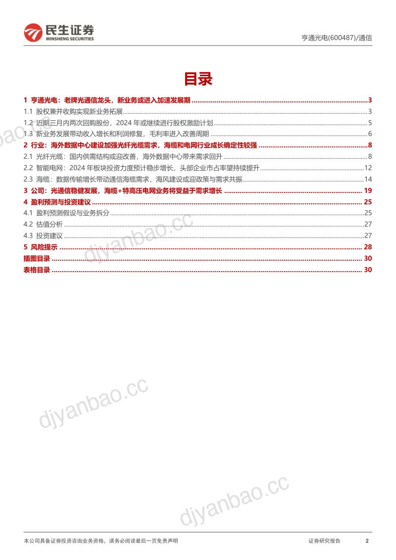 【民生证券】公司深度报告:光通信稳步发展,海缆+电网业务具备较强成长性 第2页