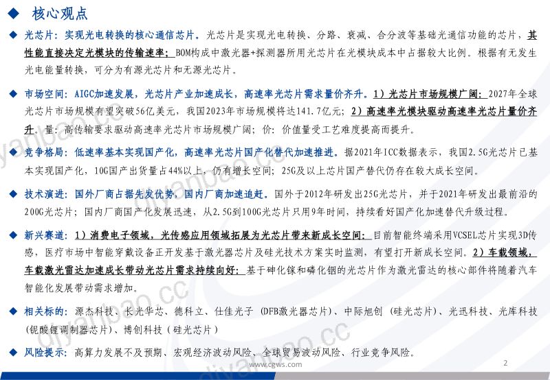 【长城证券】光芯片行业光模块系列报告之三:光芯片,速率升级和份额提升驱动产业加速成长 第2页