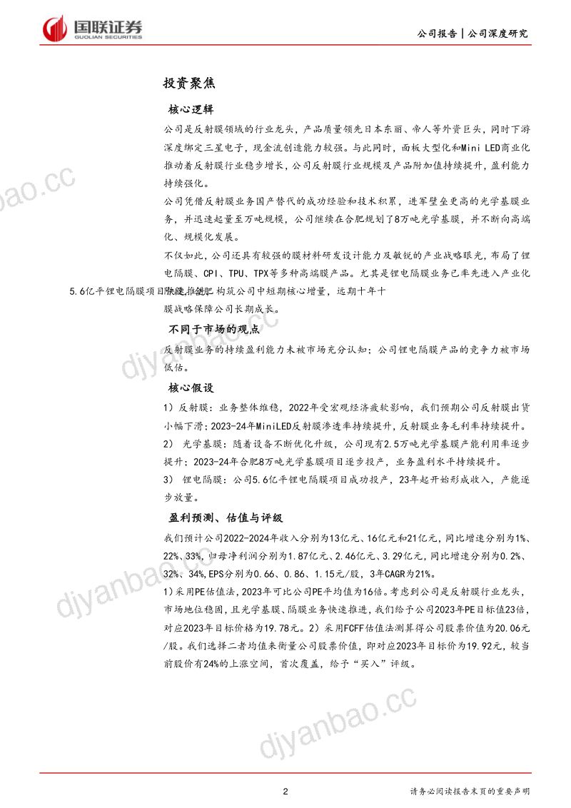 【国联证券】反射膜全球龙头,光学基膜、隔膜业务高增长 第2页
