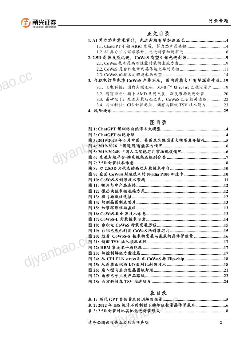 【甬兴证券】人工智能系列专题报告(二):CoWoS技术引领先进封装,国内OSAT有望受益 第2页