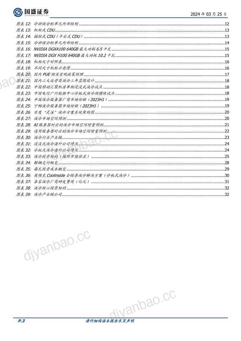 【国盛证券】从“可选”到“必选”之路：AI算力下的液冷 第3页