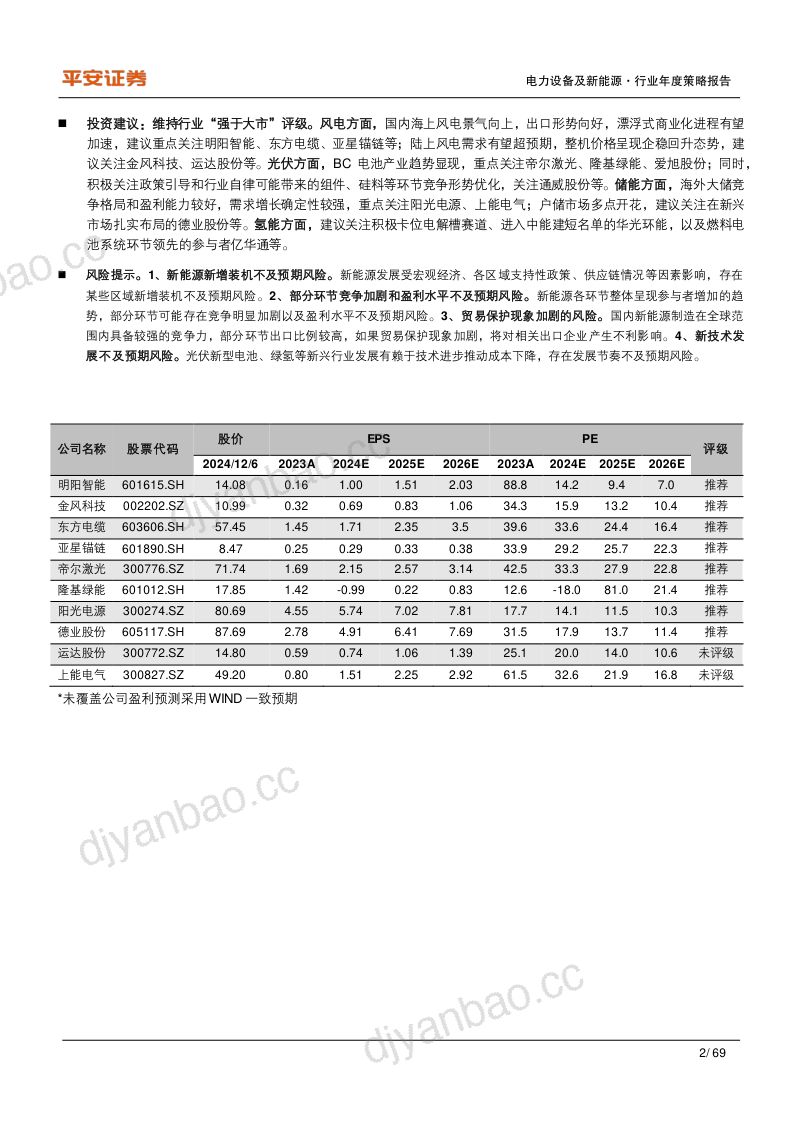 【平安证券】电力设备及新能源行业2025年年度策略报告:风电景气占优,多重拐点汇聚 第2页