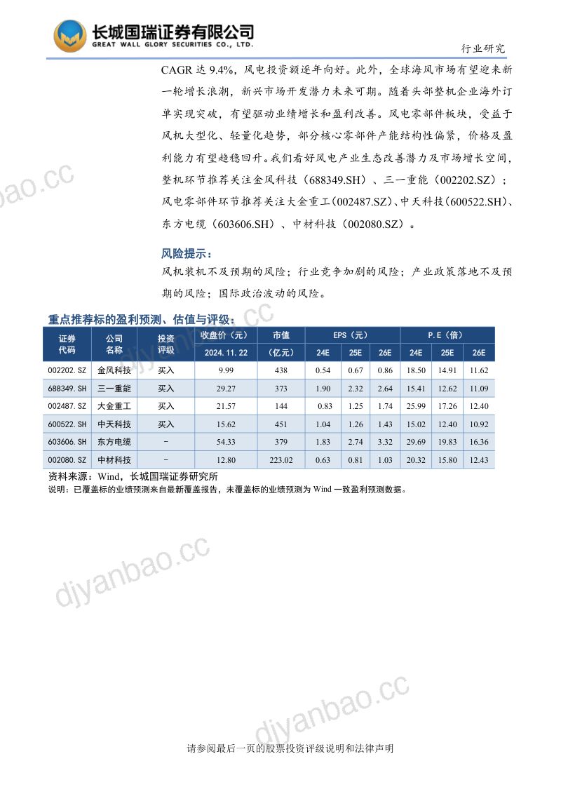 【长城国瑞证券】风电行业:风电市场空间未来可期,核心零部件环节有望受益 第3页
