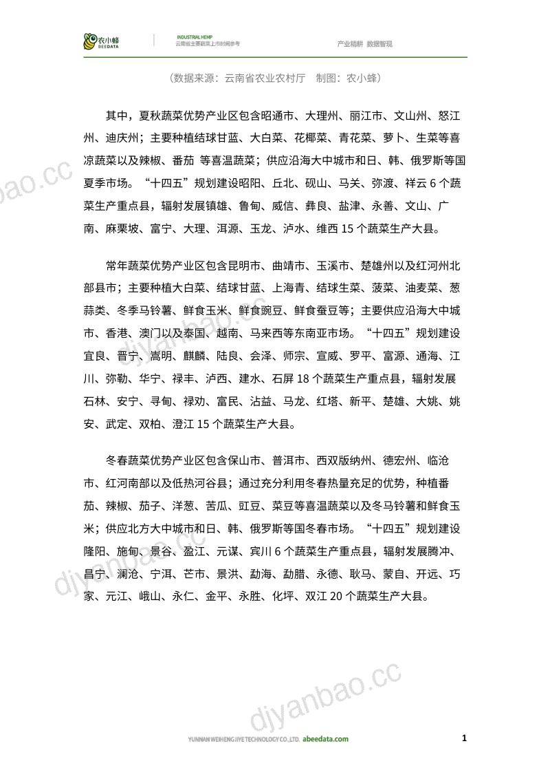 22-【农小蜂】云南省主要蔬菜上市时间参考 第3页