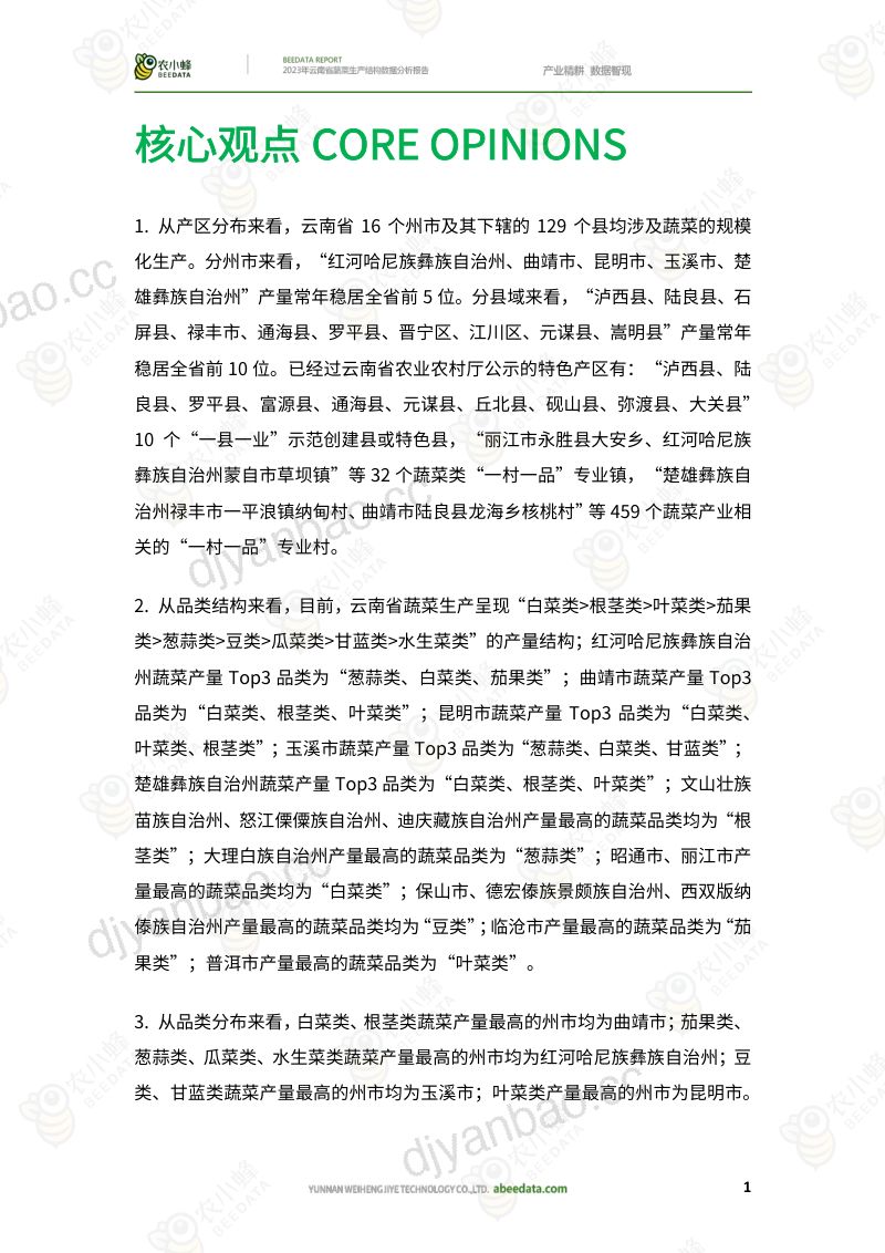 13-【农小蜂】2023年云南省蔬菜生产结构数据分析报告 第3页