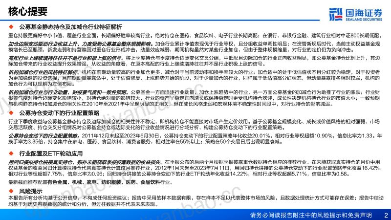 【国海证券】公募基金持仓对行业的定价解析及策略设计(烽火研报www.fhyanbao.com) 第2页