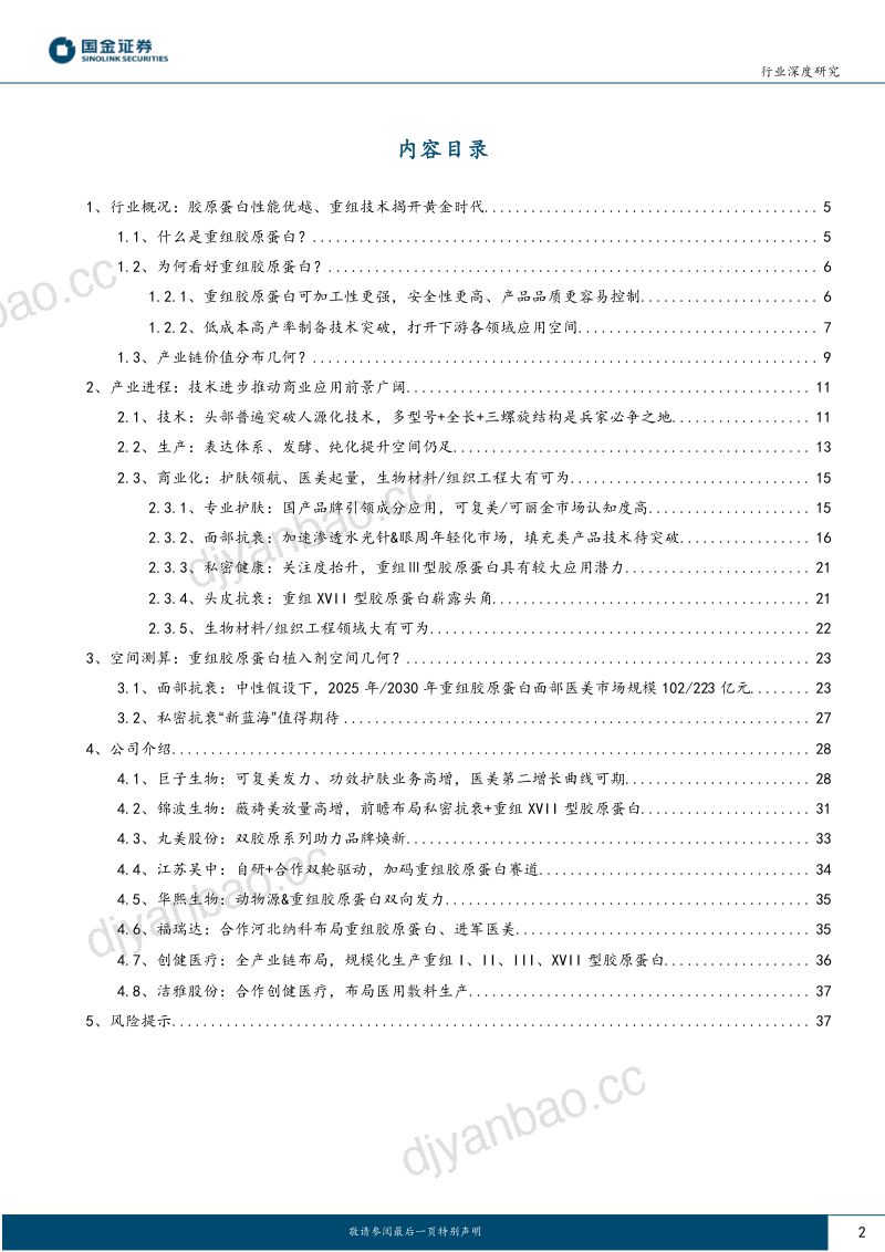 【国金证券】重组胶原蛋白行业深度系列(一):重组胶原蛋白商业化提速,中国成分踏入“黄金时代” 第2页