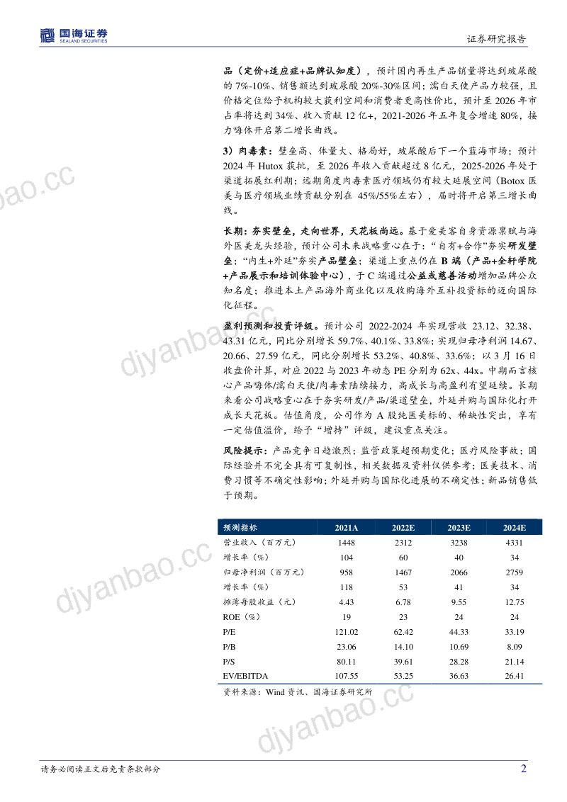 【国海证券】公司深度研究:产品制胜+体系优异,医美龙头扬帆远航 第2页
