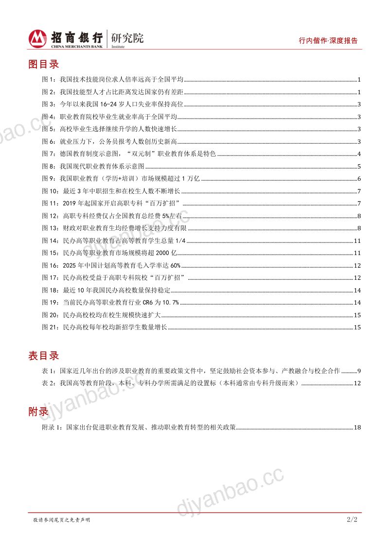 【招商银行】教育行业研究之职业教育:乘时代东风享政策红利,民办高等职业教育迎来春天 第3页