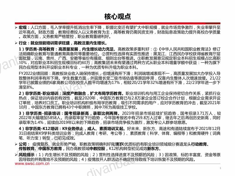【西南证券】教育行业2023年投资策略：职业培训需求旺盛，K12机构转型初见成效 第2页