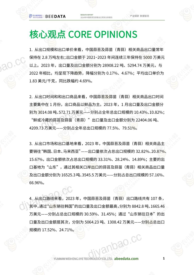 【农小蜂】2024年中国蒜苔及蒜苗出口现状分析报告 第3页