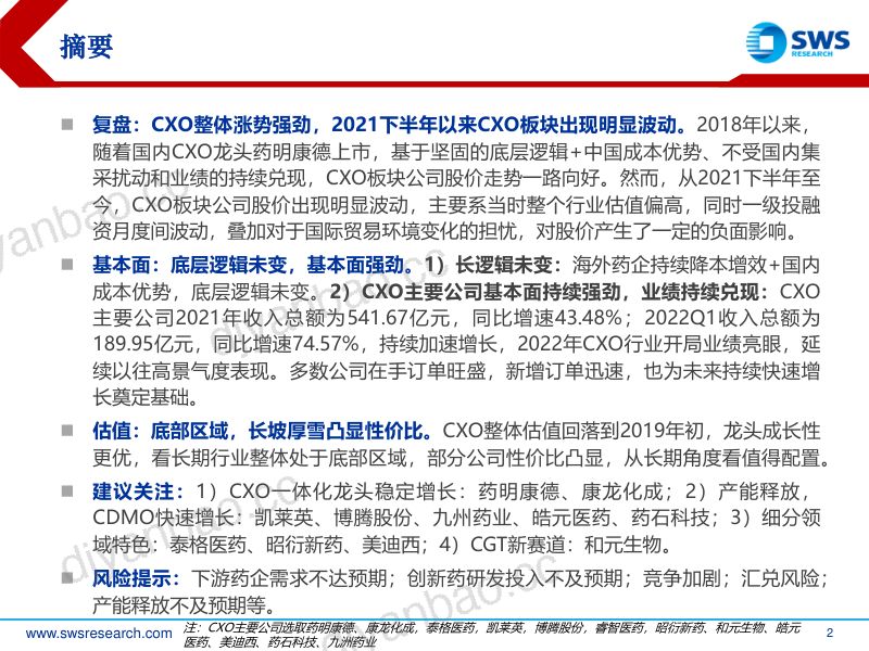 【申万宏源】医药行业当前时间点如何看待CXO：底部区域，宜放长线 第2页