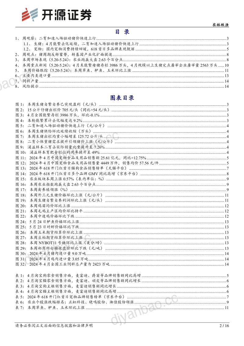 【开源证券】二育加速入场驱动猪价快速上行，国内宠物消费持续回暖 第2页