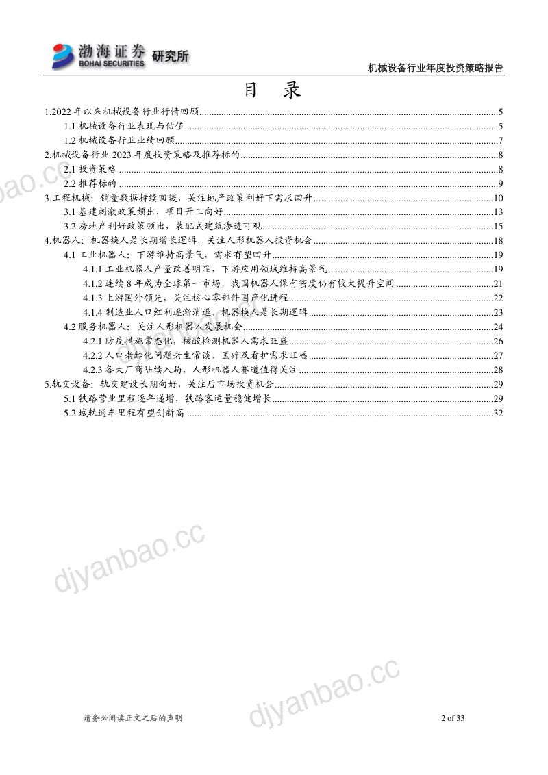 119-【渤海证券】机械设备行业2023年度投资策略报告:工程机械预期回暖,关注人形机器人投资机会 第2页