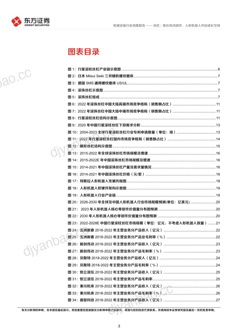 24-【东方证券】人形机器人系列报告:丝杠:核心传动部件,人形机器人开启成长空间 第3页
