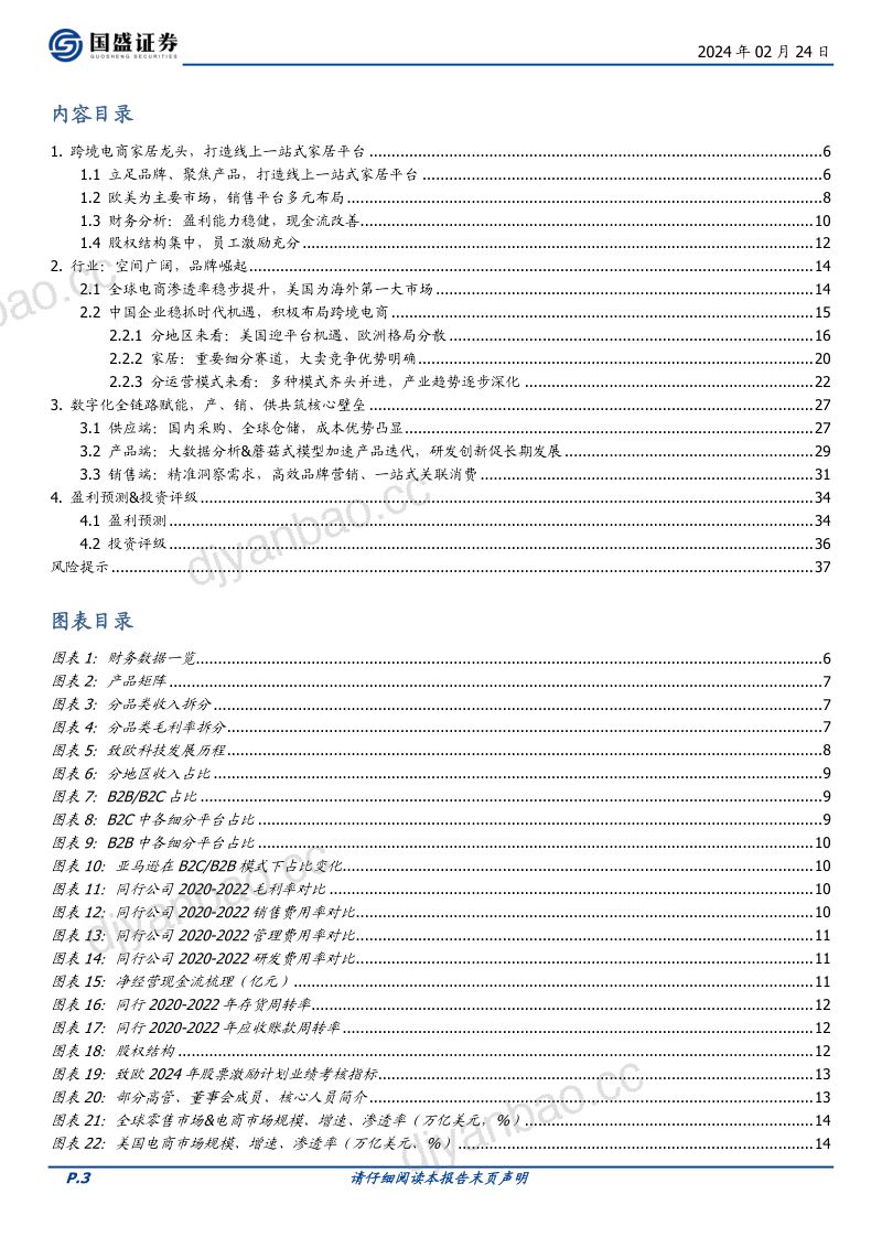 【国盛证券】致欧科技：品牌领先，数字化全链赋能，跨境家居龙头成长可期 第3页