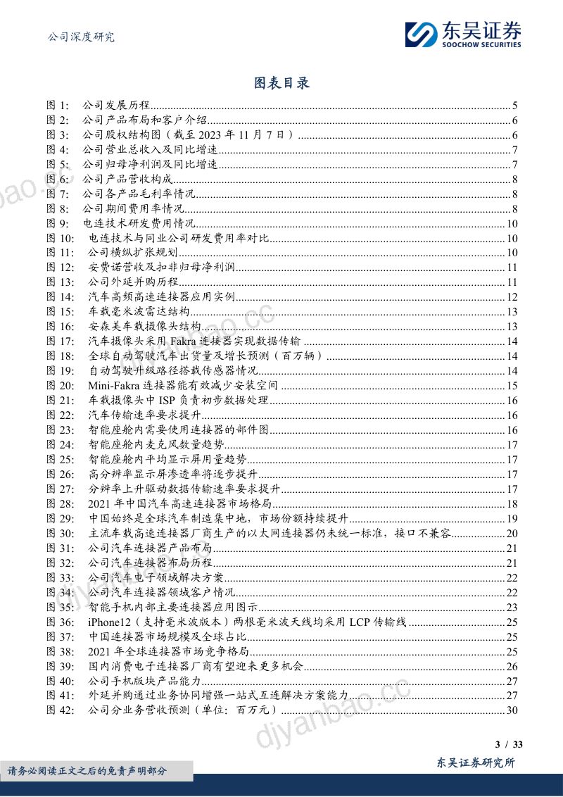 【东吴证券】手机射频连接器国内领军者，车载高速连接器放量助力业绩再腾飞 第3页