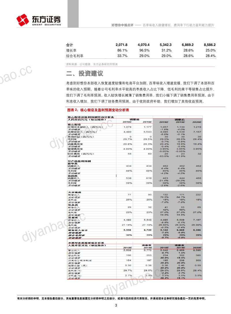 【东方证券】百草味收入稳健增长,费用率下行助力盈利能力提升 第3页