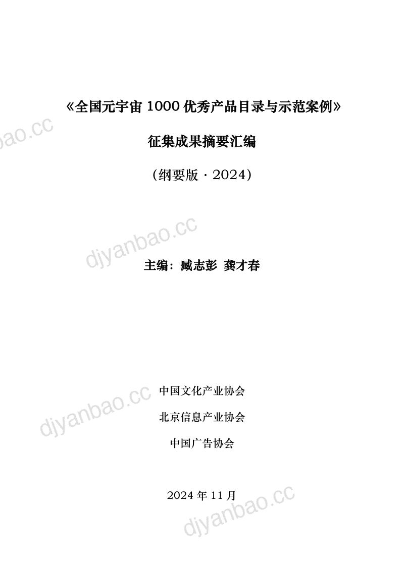 [中国文化产业协会]2024年全国元宇宙1000优秀产品目录与示范案例征集成果摘要汇编 第2页