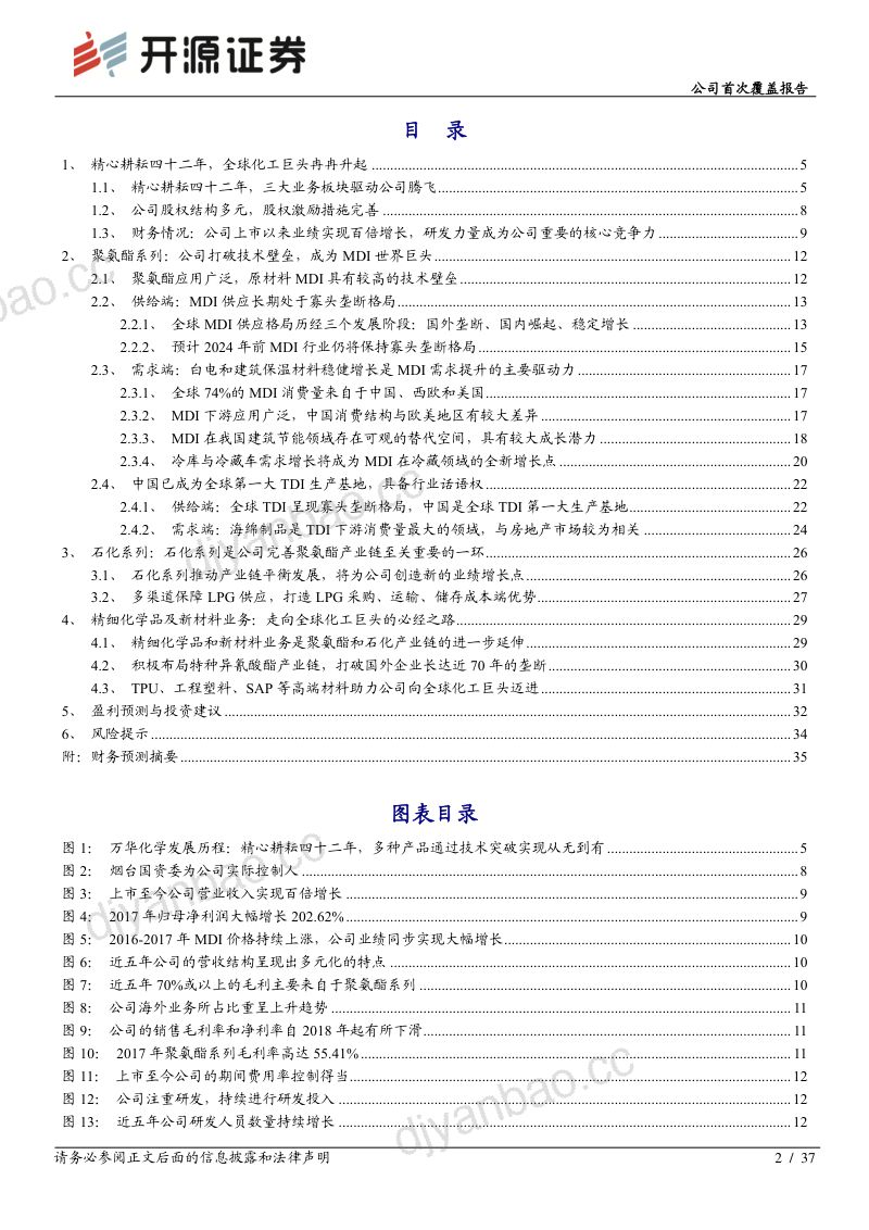 [开源证券]公司首次覆盖报告：聚氨酯、石化和新材料板块合力打造全球化工巨头 第2页