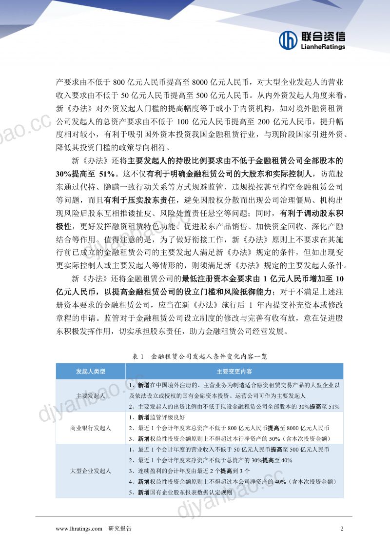 【联合资信】金融租赁行业发展迎来新阶段——浅析《金融租赁公司管理办法(征求意见稿)》对金融租赁公司未来发展的影响 第3页