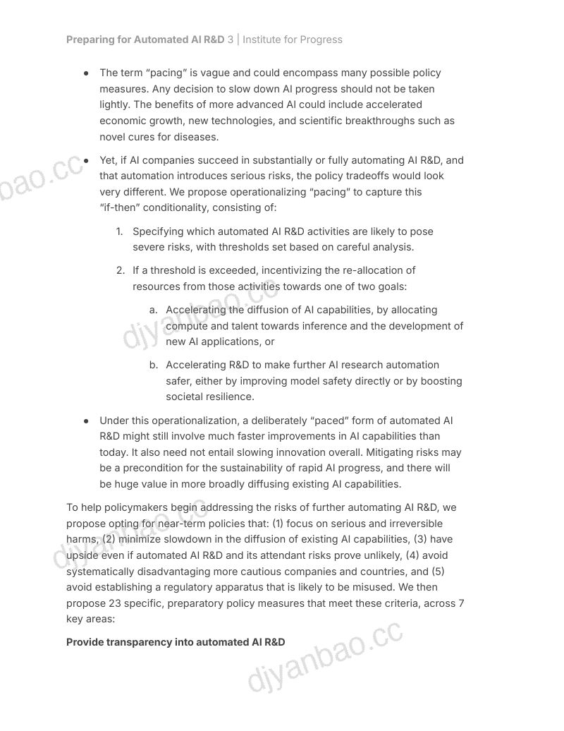 IFP:2026美国如何应对日趋自动化的 AI 研发报告:23项低风险政策建议(英文版) 第3页