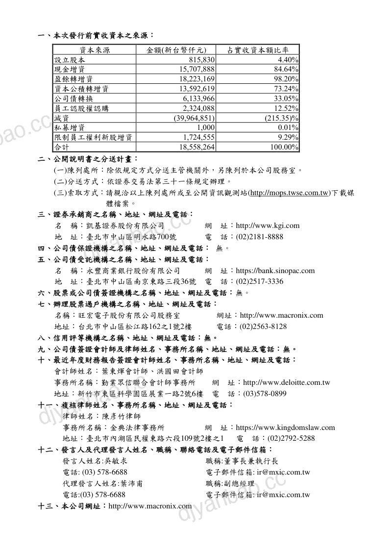旺宏电子Macronix International Co.(2337)公开说明书(2025.3国内第二次无担保转换公司债案) 第2页