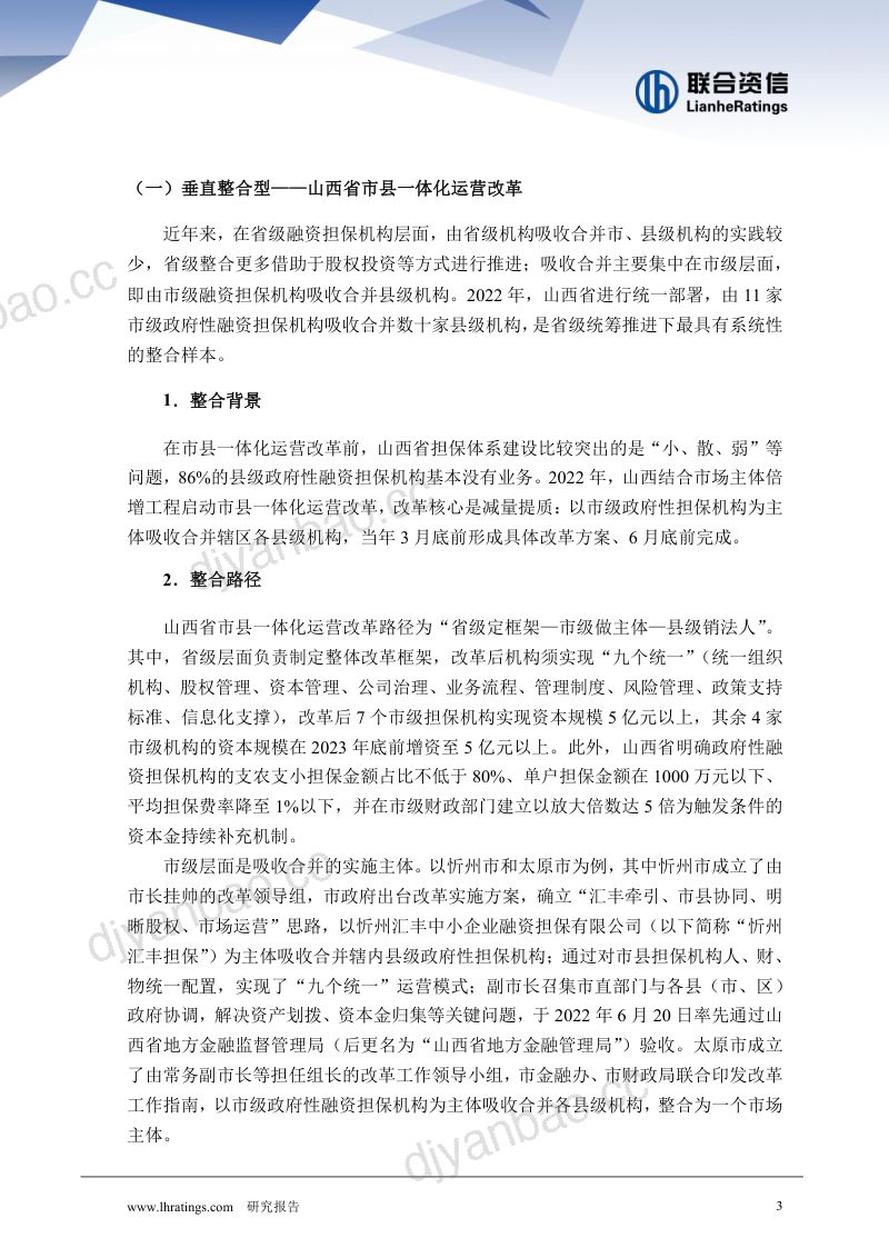 【联合资信】区域担保公司整合案例分析：区域担保整合提速行业格局迎来重塑-260911 第3页