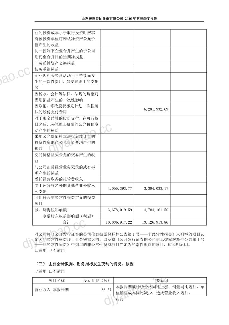 山东玻纤：2025年第三季度报告 第3页