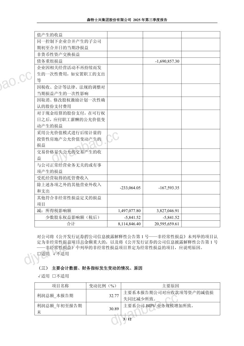 森特股份：2025年第三季度报告 第3页