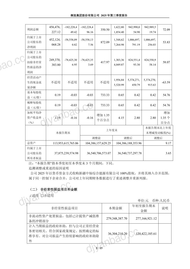 桐昆股份：2025年第三季度报告 第2页