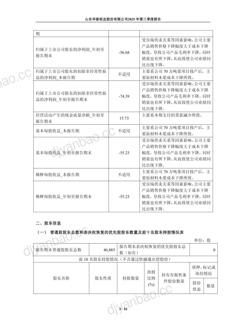 华泰股份：2025年第三季度报告 第3页