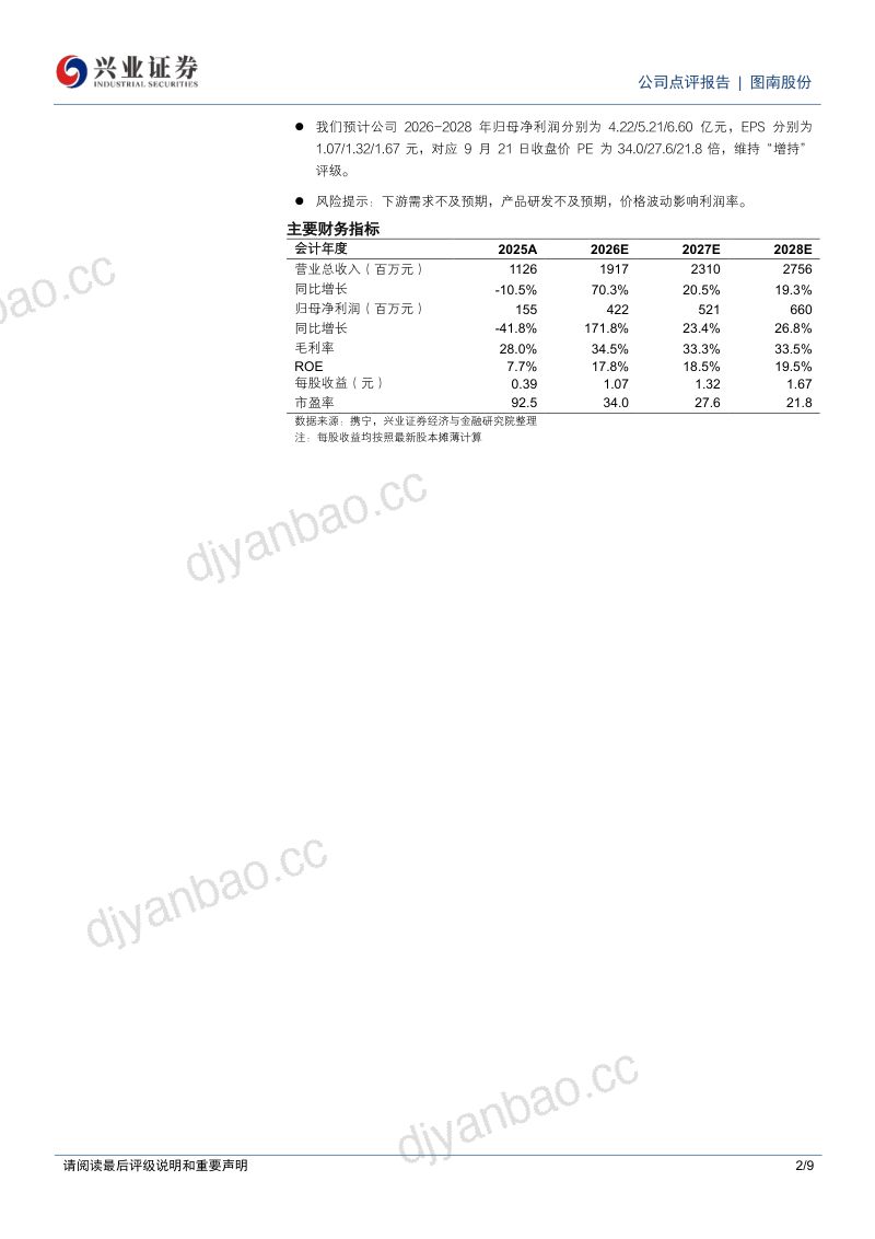 【兴业证券】图南股份（300855）-母公司在手订单增长沈阳图南收入大幅提升-260923 第2页