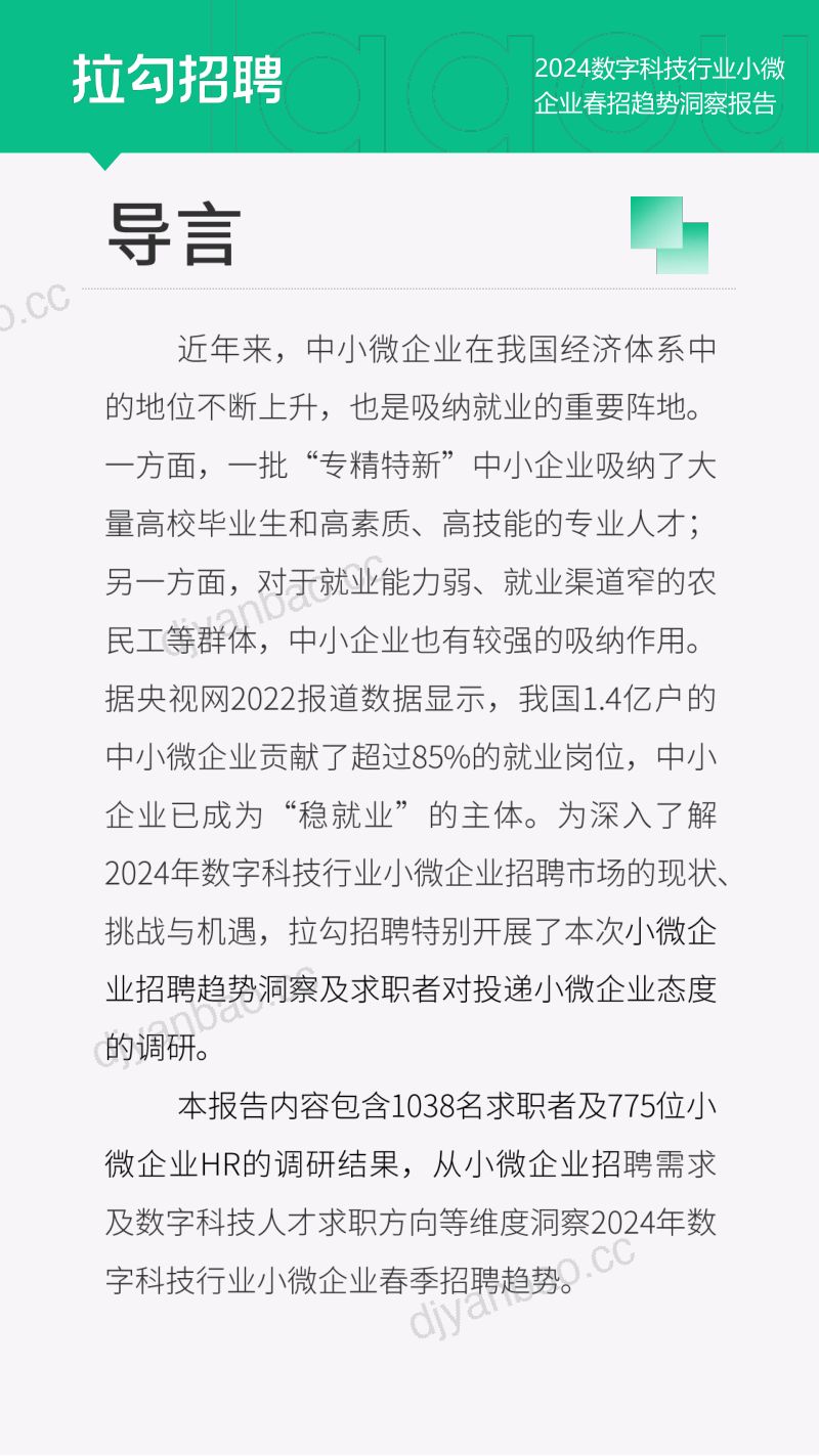 拉勾招聘2024数字科技行业小微企业春招趋势洞察报告 第2页