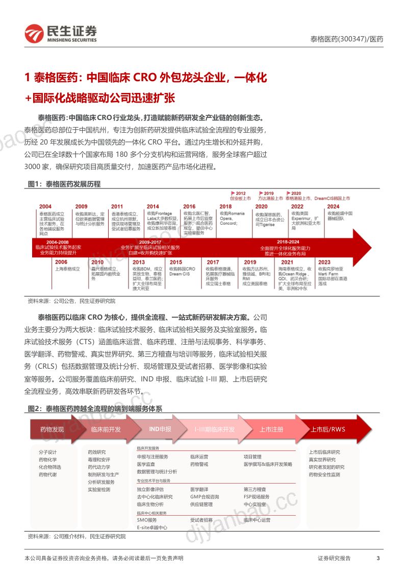 深度报告：创新政策催化不断，一体化临床CRO龙头稳健成长 第3页