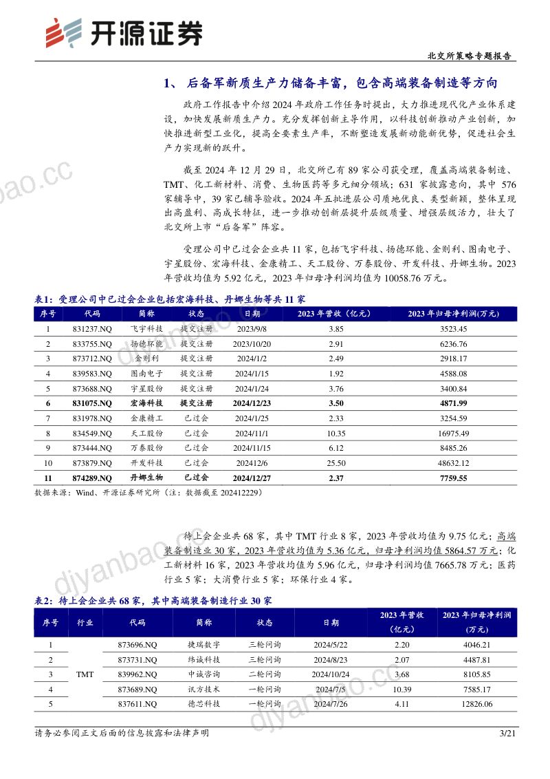 20250104-开源证券-北交所策略专题报告北交所新质生产力后备军筛选系列十二可关注百瑞吉艾科维等 第3页