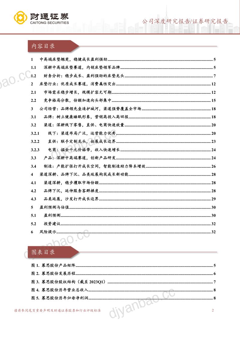 慕思股份-公司研究报告-中高端床垫翘楚渠道强势品牌领先- 第2页