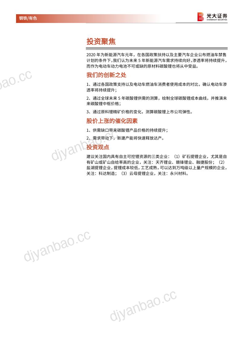 研报钢铁有色行业未来5年全球碳酸锂供需情况及价格推演电动汽车照亮锂想- 第2页
