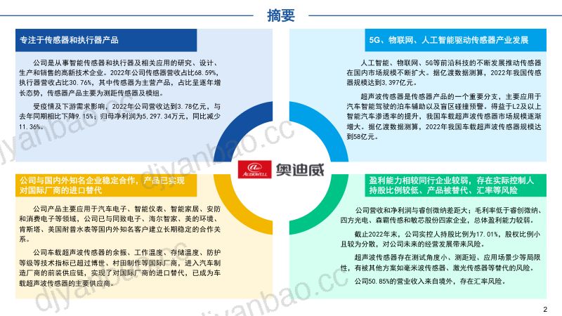 奥迪威-公司研究报告-国内超声波传感器领先者加速国产替代- 第2页