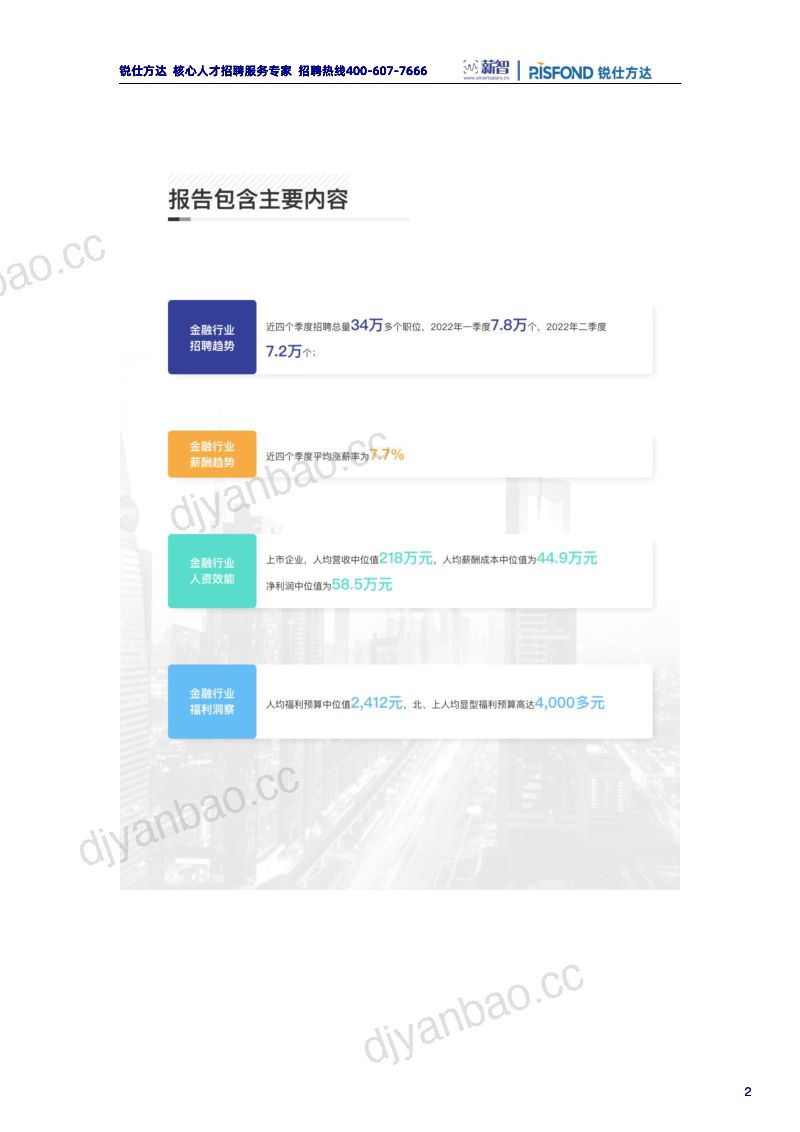 锐仕方达2022年上半年金融行业薪酬趋势报告 第2页