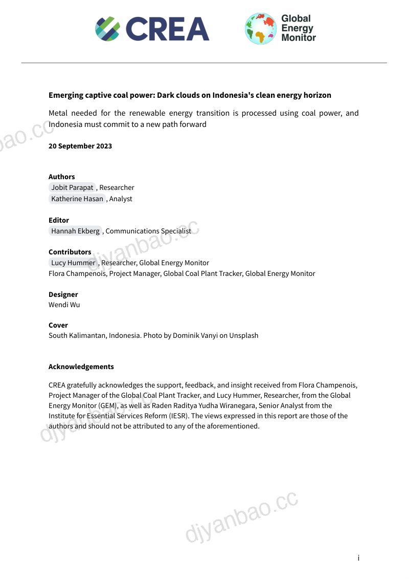 CREA新兴燃煤发电印尼清洁能源地平线上的乌云2023英文版 第2页