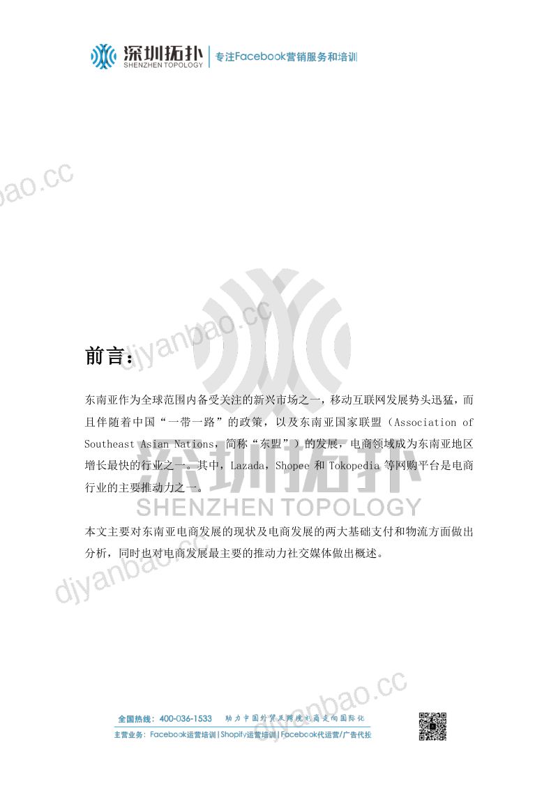 深圳拓扑东南亚电商市场分析报告 第2页