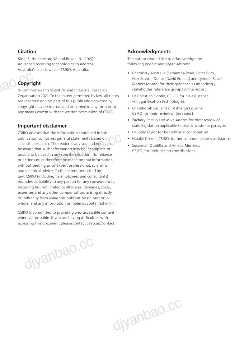 澳大利亚联邦科学与工业研究组织CSIRO2021澳大利亚塑料垃圾回收技术解决方案报告英文版 第2页