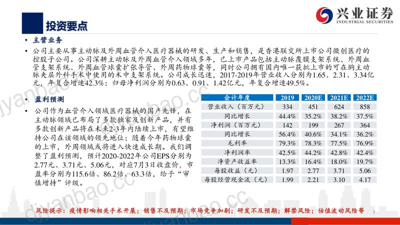 公司研究心脉医疗-深耕主动脉及外周血管介入器械领域先锋- 第3页