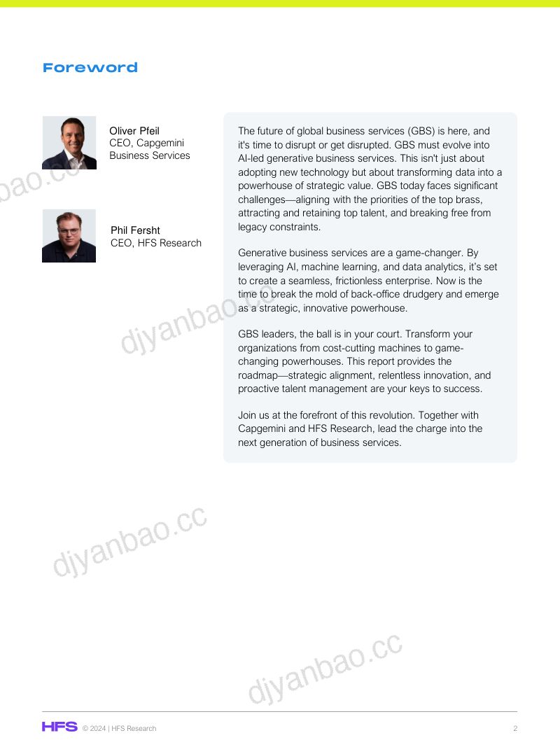 凯捷HFS2024生成式AI驱动型的商业服务变革报告商业模式创新与企业发展英文版 第2页