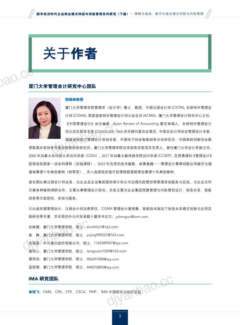 IMA2024数字经济时代企业商业模式转型与风险管理系列研究下-策略与挑战数字化商业模式创新与风险管理 第3页