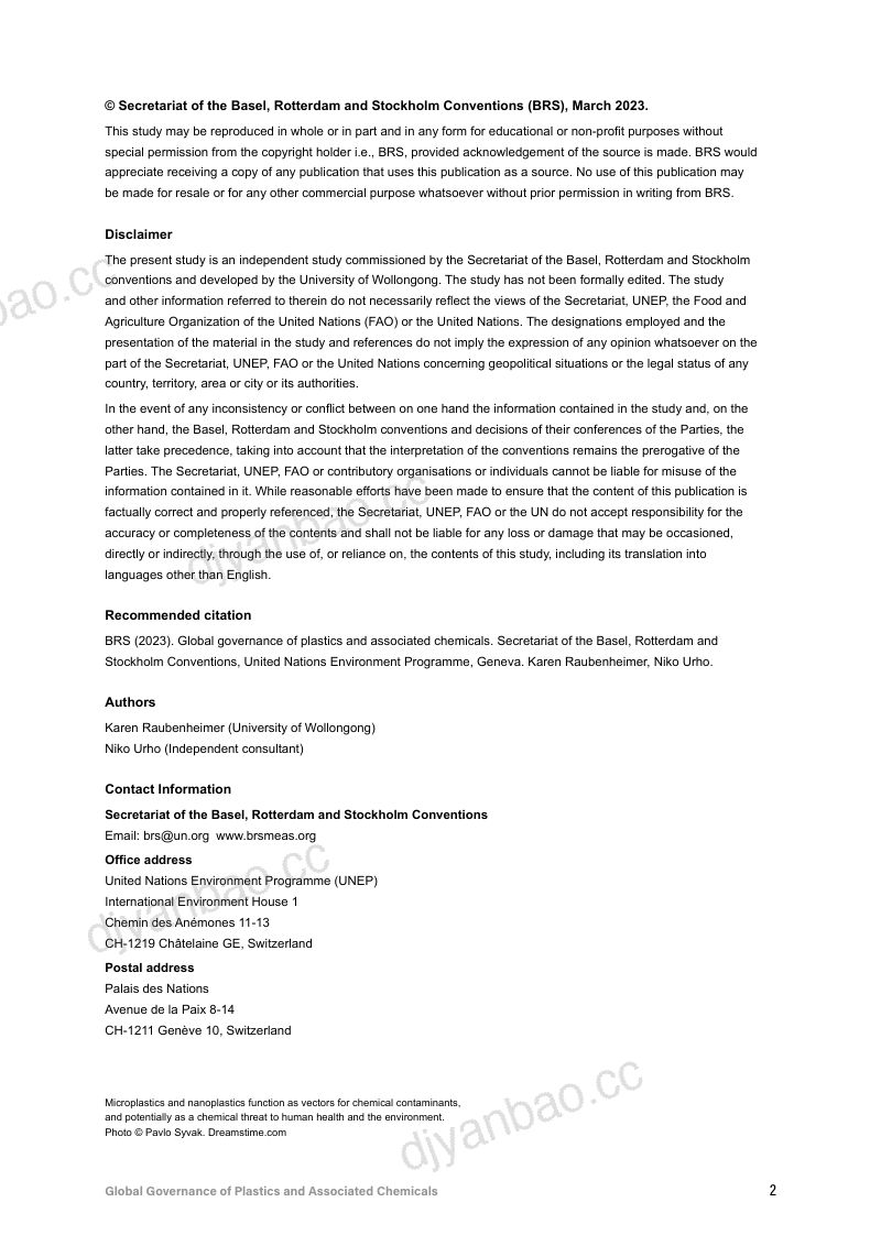化学品三公约BRS秘书处2023塑料和相关化学品的全球治理报告英文版 第2页