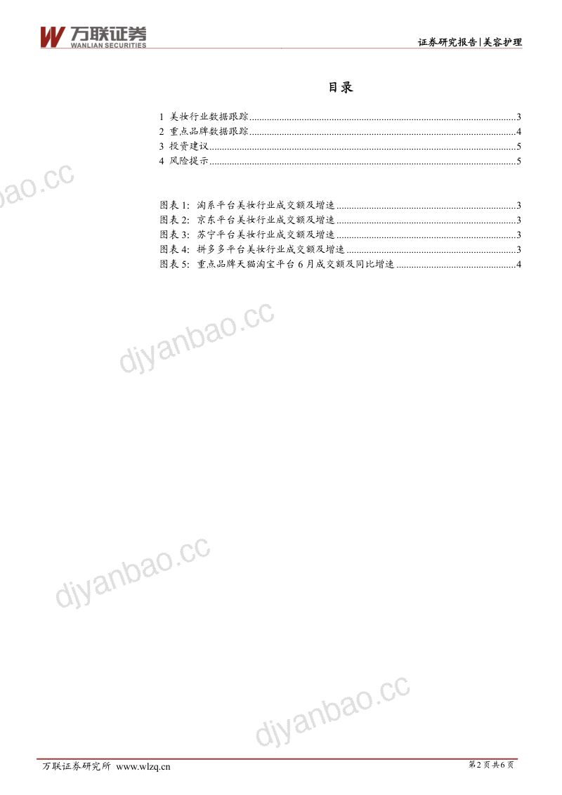 美容护理行业跟踪报告:6月化妆品线上表现较为平淡,丸美股份、毛戈平旗下品牌表现较好 第2页